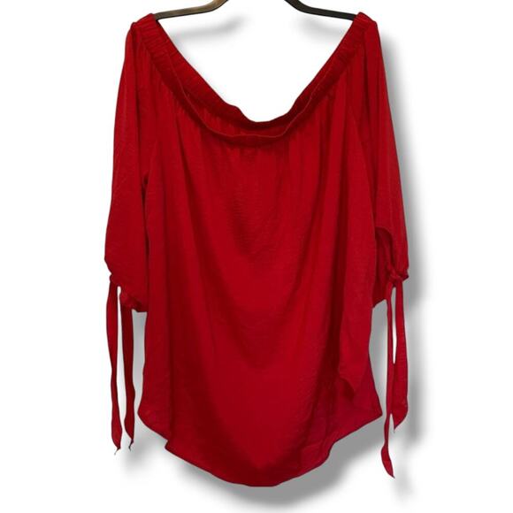 Apt 9 women's red off the shoulder tie sleeves Blouse - medium - Picture 2 of 7